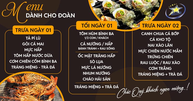 Thực đơn dành cho Đoàn tham khảo