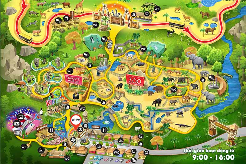 Bản đồ vườn thú Vinpearl Safari Phú Quốc