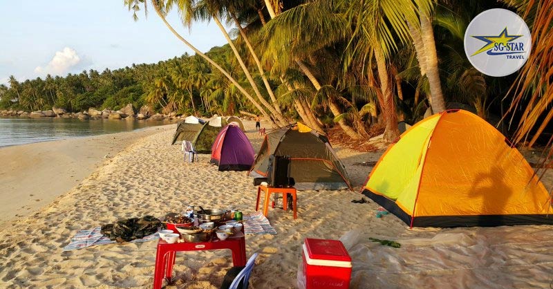Dựng lều cắm trại trên đảo