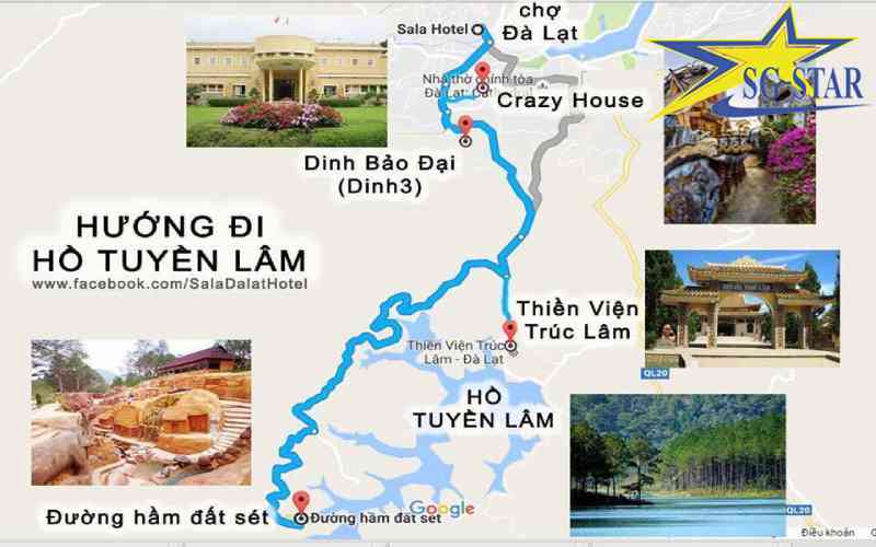 Bản đồ du lịch hướng Hồ Tuyền Lâm