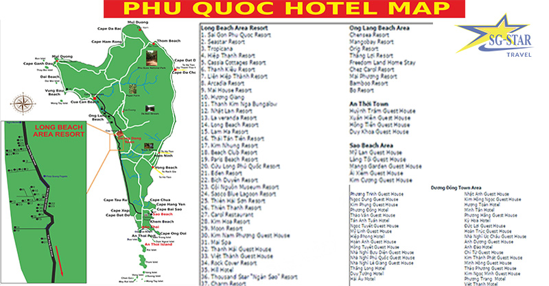 Bản đồ nhà hàng, khách sạn, resort Phú Quốc