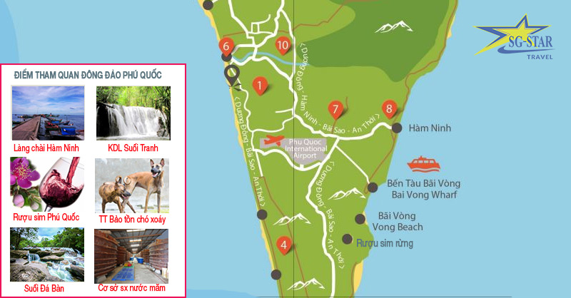 Bản đồ các điểm du lịch Đông Đảo Phú Quốc