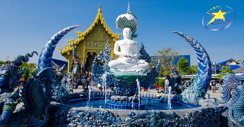 Đền Xanh Wat Rong Suea Ten - Du lịch Chiang Mai Thái Lan 