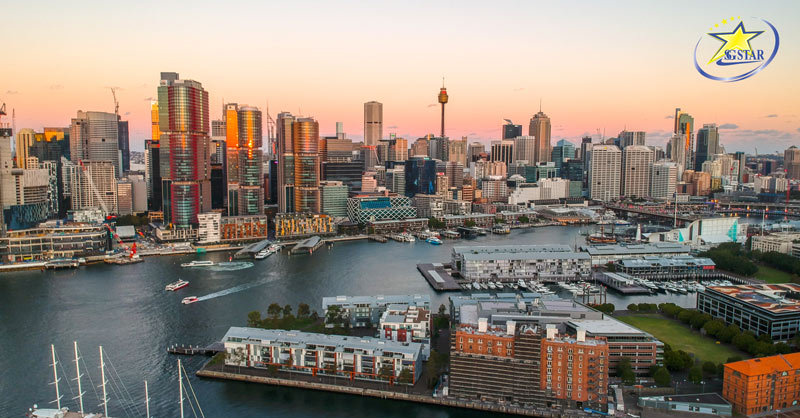 Toàn cảnh của bến cảng Darling Harbour tại Sydney tuyệt đẹp - Tour du lịch Úc 5 ngày 4 đêm