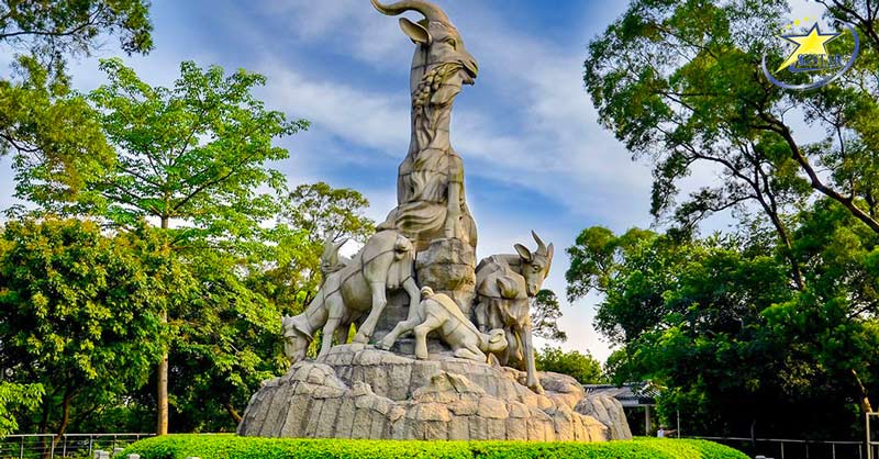 Tượng Ngũ Dương ở Công viên Việt Tú - công viên lớn nhất Quảng Châu 