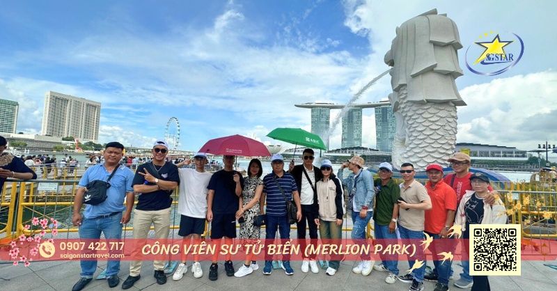 Tour Du Lịch Singapore Tết-Tham quan Công viên Sư Tử Biển (Merlion Park)